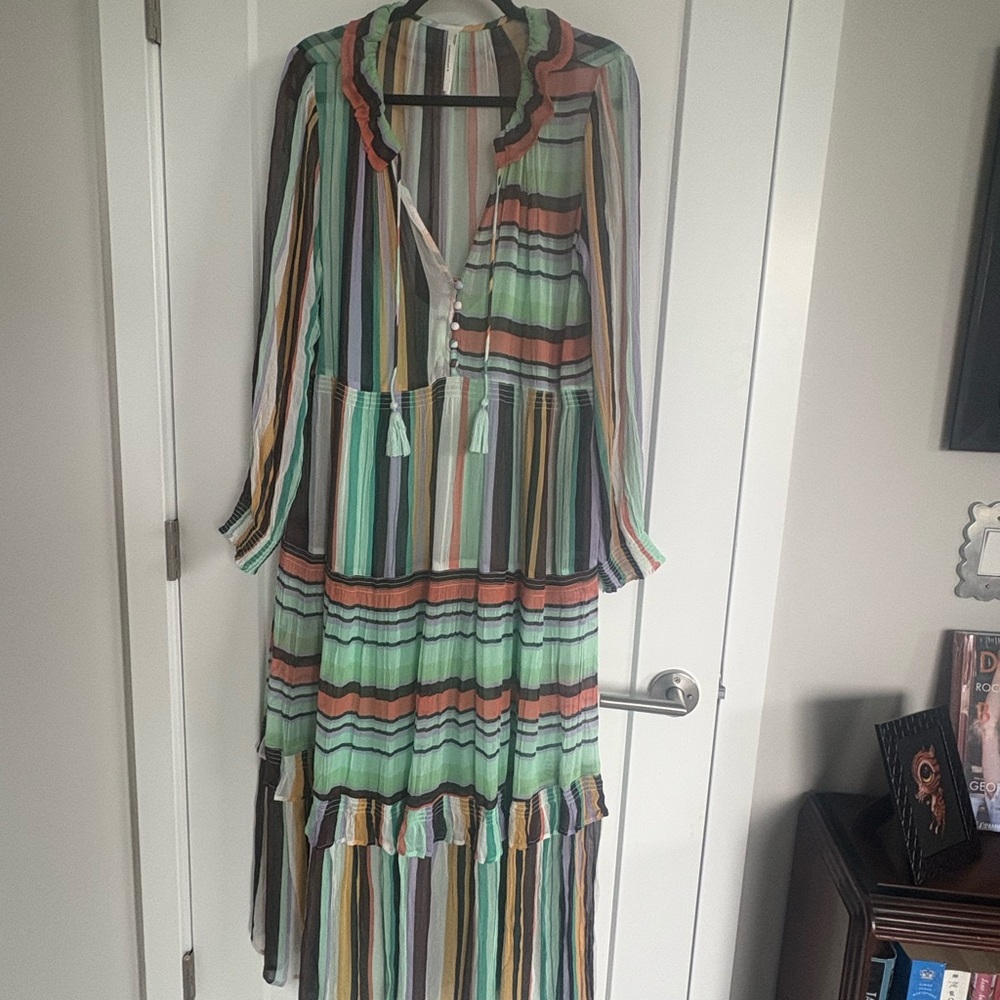 The Marais Printed Chiffon Maxi Dress By Anthropologie - Size M